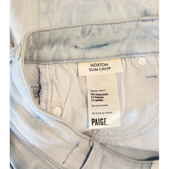 Paige Womens Jeans Blue Indigo Tie Dye Hoxton Slim Crop Straight Raw Hem Size 29 - Picture 9 of 10